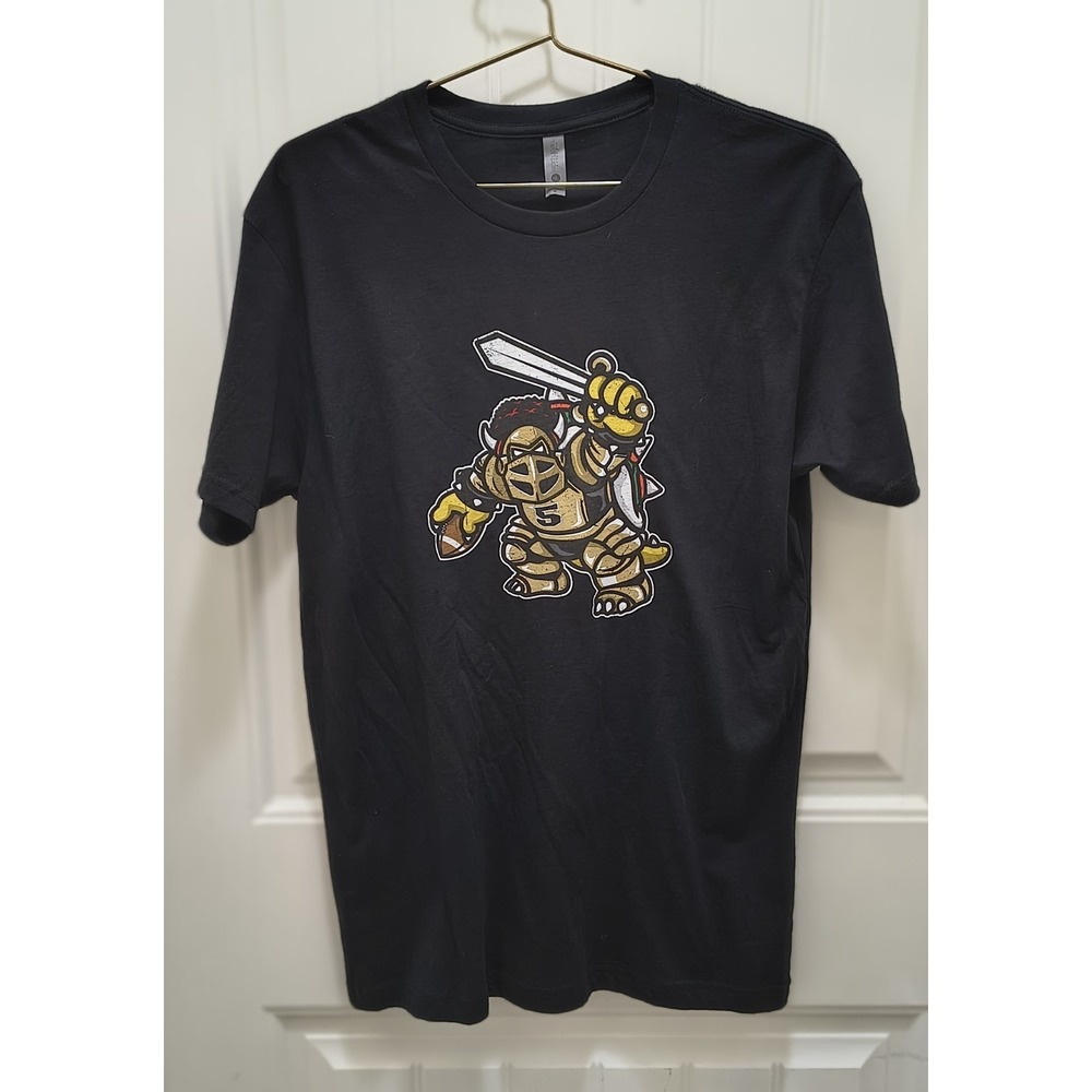 Bowser "Iron Koopa" Football Knight Graphic Tee Black Med Super Mario Sports